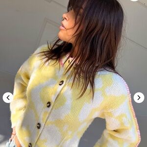 Never Fully Dressed Yellow Zizi Cardigan with Pink Trim NWOT